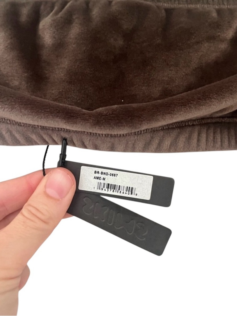 New! NWT SKIMS Brown Strapless Velour Bandeau Crop Top - Picture 3 of 5